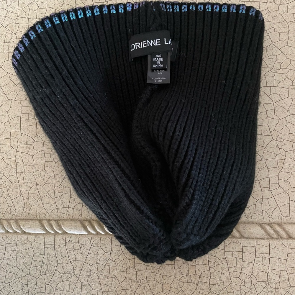 🦊 ADRIENNE LANDAU MeTaLliC  IrIdEsCeNt BlUe ReAl FuR F0X P0m-P0m BeAnIe - Picture 4 of 8